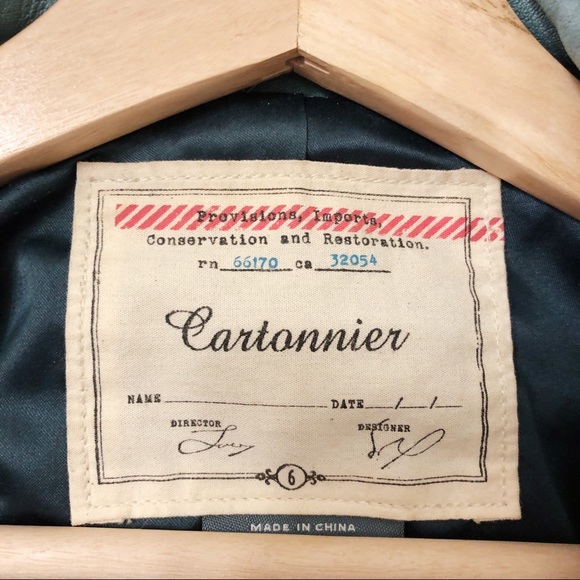 Anthropologie Cartonnier Green Faux Leather Jacket - Picture 8 of 8